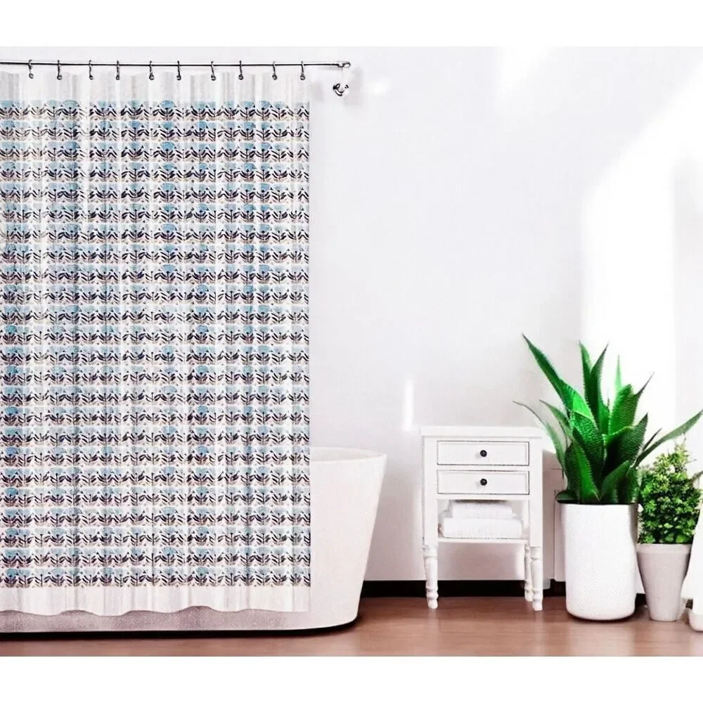 NWT Splash HOME Gorgeous Peva VIOLA White Blue Black Yellow Tulip Shower Curtain